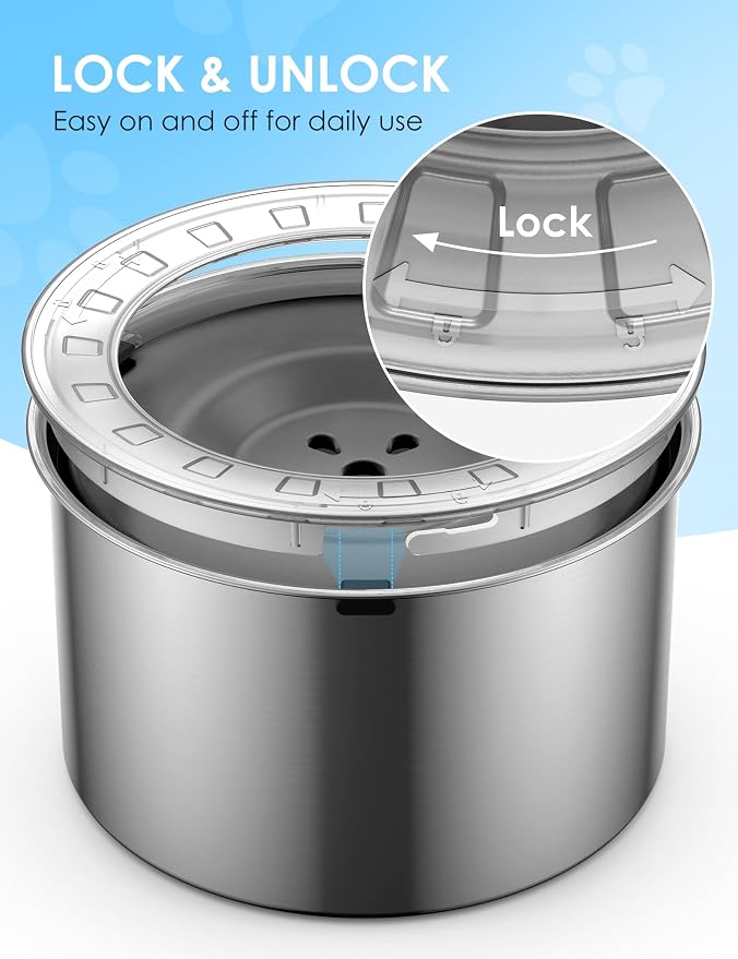 Heouvo 2.6 Gallon No Spill Dog Water Bowl with Slow Drink Floating Disk | Splash-Proof Lid + Stainless Steel Bowl/Rubber Bottom/Slobber Stopper Water Bowl for Large Sloppy Messy Drinkers Reduce Mess - Image 6