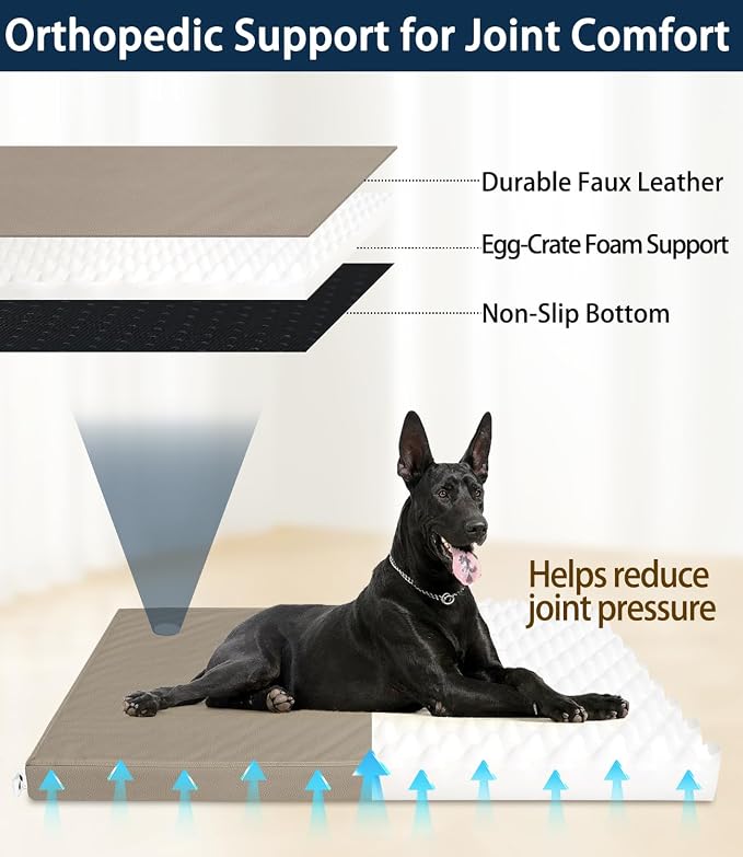 Waterproof Leather XL Dog Bed, Hair Resistant Pet Beds with Wipeable Covers, Durable Easy to Clean Vinyl Mattress - Image 8