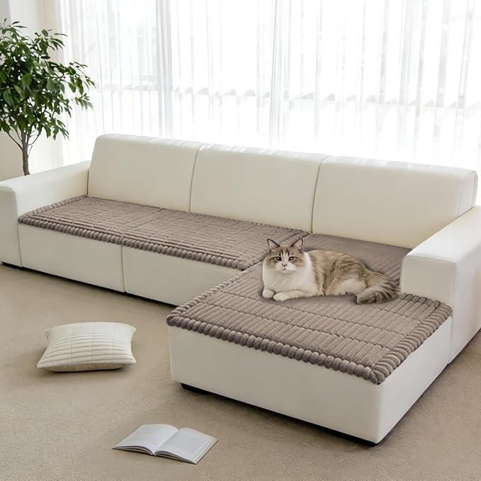 Fuzzy Couch Arm Covers for Dogs Washable, Thick Couch Covers for 3 Cushion Sofa Pet Friendly, Non Slip Plush Dog Couch Cover for for Sectional, Loveseat (Espresso, 17.6" x 17.6") - Image 8