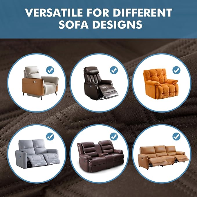 Genina 100% Waterproof Recliner Chair Covers, Anti-Slip Recliner Cover Dog Chair Cover Furniture Protector, Chair Sofa Slipcover for Pets Dogs, 1 Piece (Coffee, Recliner) - Image 7