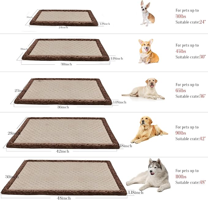 Large Dog Crate Pad 36 inch Memory Foam Dog Kennel Bed Soft Flannel Washable Anti Slip Puppy Sleeping Mat,Brown - Image 7