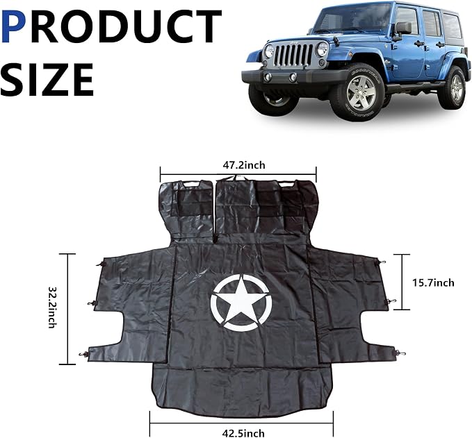 sukemichi Cargo Mat Dog Cargo Liner for 2007-2026 Jeep Wrangler 4 Door,Star | Waterproof oxford material,For 2007-2026 Wrangler JK JL,Nonslip Washable Pet Seat Cover & Anti-Scratch Liner - Image 8