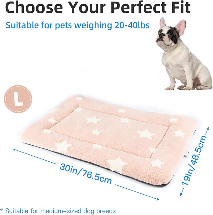 Mora Pets Dog Crate Pad Kennel Dog Bed Mat for Medium Dogs Washable Cute Star Pet Bed for Cage Ultra Soft Flat Puppy Cat Kitten Cushion for Sleeping Anti-Slip Pink 30 x 19 - Image 6
