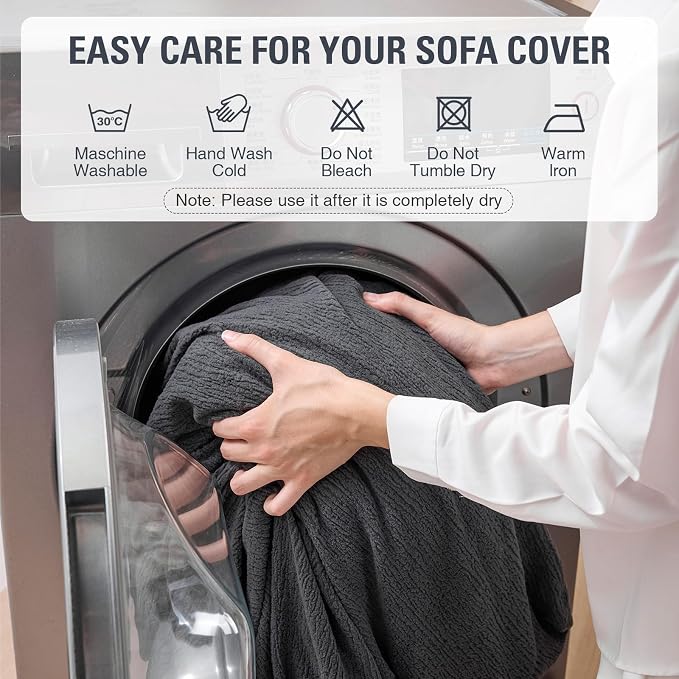 Couch Cushion Covers for Sectional Sofa Stretch Sofa Slipcovers Washable Wear-Resistant Sectional Couch Covers L Shaped Seats Furniture Protectors for Pets(Dark Grey, 3 Seater+1 Chaise) - Image 7
