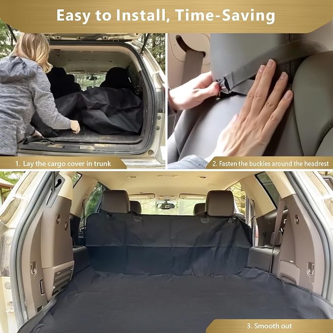 F-color SUV Cargo Liner for Dogs - Heavy Duty Cargo Cover for Mid-Size SUVs | Water Resistant, Bumper Flap, Non-Slip Mat, Car Trunk Dog Car Seat Cover Prevents Scratches Pet Hair Mud Dirt for Sedans Vans - Image 7
