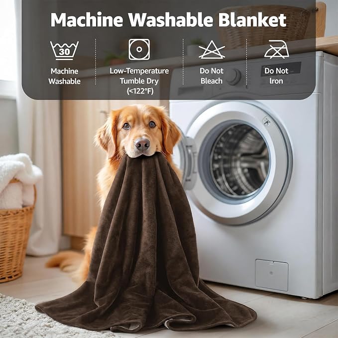 LOOBANI Waterproof Puppy Blanket for Dog Crate, 30"x40", Coffee | Ideal for Small Medium Dogs Cats Bed, Double-Side Flannel Reversible, Liquid Pee Proof Stain-Proof for Furniture Protection - Image 7