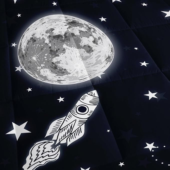 Astronaut Space Rocket Comforter Set 3D Printed Bedding Set with 1 Comforter and 2 Pillowcases for Boys and Girls Bedroom All Season(Space Full) - Image 5