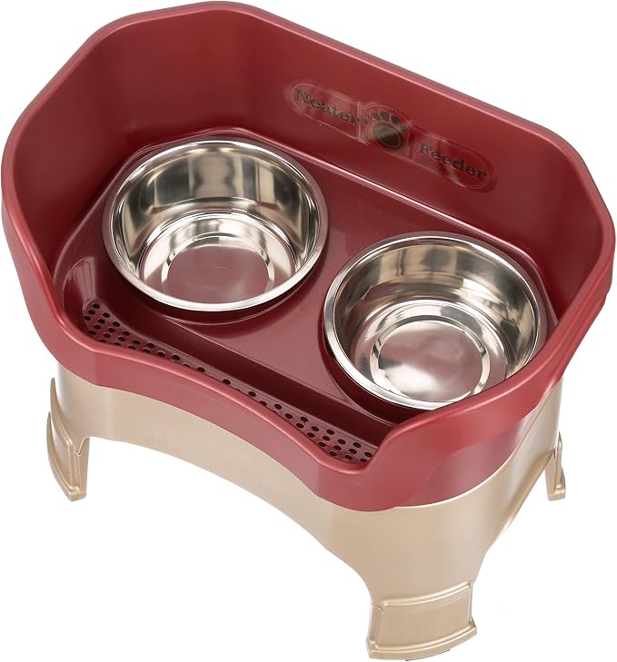 Neater Feeder Deluxe Mess-Proof Elevated Dog Bowls for Large Dogs (40+ lbs), 2 Height Adjustable (14.5” & 17.5”) No-Spill Raised Dog Bowl Stand, Stainless Steel Food Bowl Set, Made in USA, Cranberry - Image 9