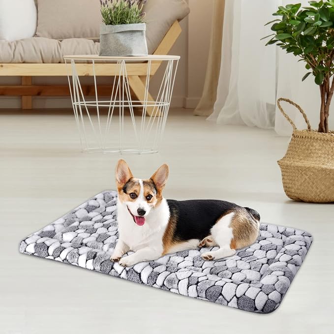 VANKEAN Dog Crate Pad Bed Mat Reversible (Warm& Cool), Soft Pet Sleeping Mat Dog Bed for Crate Suitable for Small to XX-Large Dogs and Cats, Machine Washable Crate Beds, Grey Stone Pattern - Image 7