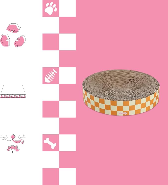 CSR1010G Nelson 20.13" Modern Cardboard Round Bowl Cat Scratcher with Catnip, Citrus - Image 8
