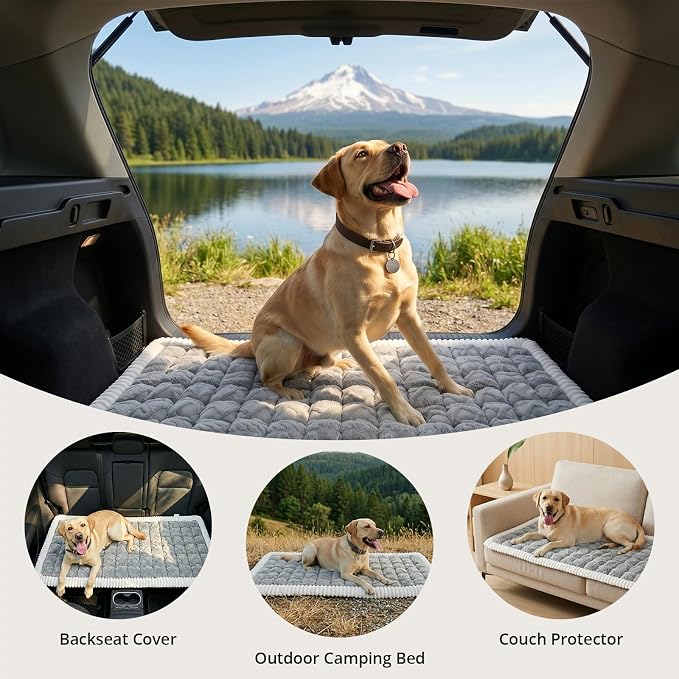 Avont Dog Bed for Car Back Seat, 2026 New Backseat Pet Bed Mat | 52.3"x23.6" Back Seat Pet Cover for Dogs Machine Washable Non-Slip Thick Plush Travel Mat for SUVs Trucks Camping Light Grey - Image 8