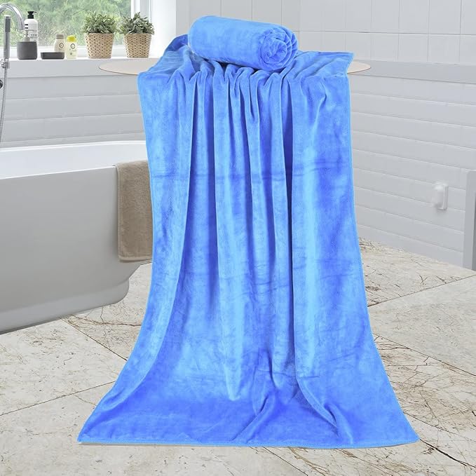 JML Microfiber Bath Towel Set, 6 Pack, 27" x 55", Peach/Grey/Blue | Hanging Loop, Extra Absorbent, Fast Drying, Lint-free, Use for Pool, Swimming, Fitness, Sports, Yoga - Image 9