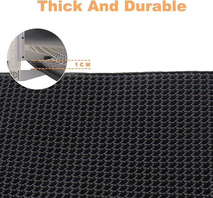 Cat Litter Mat,45"x32" Extra Large Cat Litter Box Mat,Honeycomb Double Layer Kitty Litter Trapping Mat,Soft EVA Material,Urine & Waterproof,Scatter Control,Easy Clean,Washable(Black) - Image 8