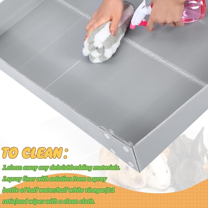 Wenqik 2 Pcs Guinea Pig Cage Liner Corrugated Plastic Cage Liner Base 2 x 4 Panel Size for Small Animals Hedgehogs Rabbits Tray, 55 x 27 Inch (Grey) - Image 6