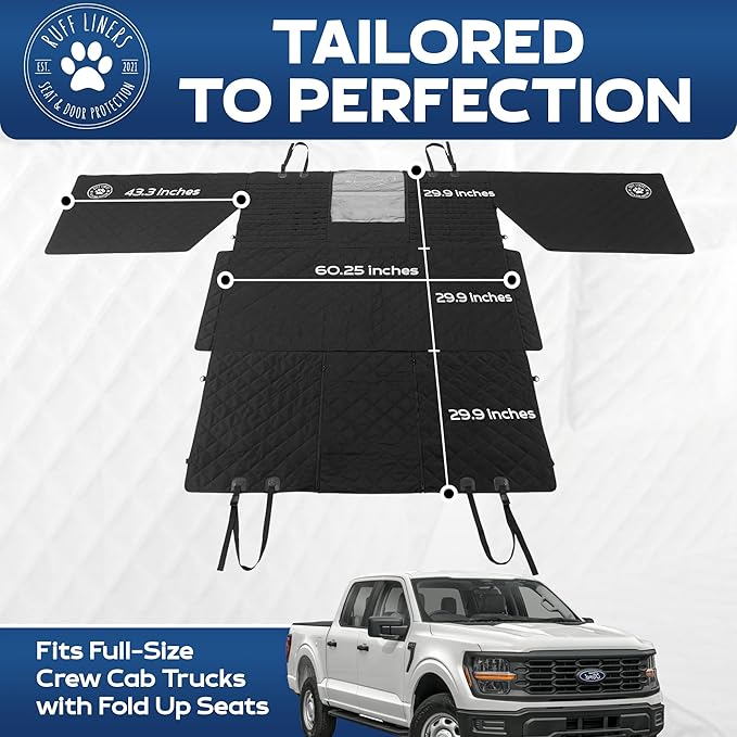 XL Floor Cover with Door Protection and Tactical MOLLE System - As Seen on Shark Tank - Fits Full-Size Crew Cab Trucks with Fold Up Seats, Waterproof & Machine Washable – XL Dog Hammock for Truck - Image 6