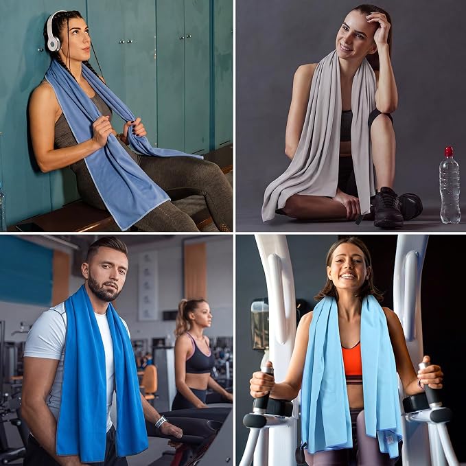 Mixweer 4 Pack Gym Microfiber Bath Towels 63"x32" Extra Large Shower Towel Lightweight Oversized Fast Drying Bathtowel for Gym Sports Travel Camping(Sky and Royal Blue, Gray, Lake Blue) - Image 7