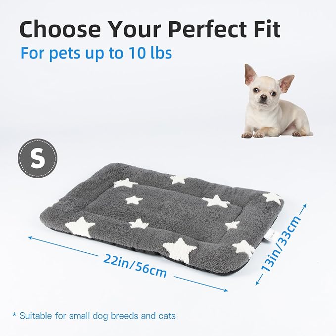 Mora Pets Cat Bed for Indoor Cats Washable Dog Crate Pad Cute Star Dog Bed Mat for Small Dogs Pet Kennel Pad for Cage Soft Flat Puppy Kitten Cushion Sleeping Anti-Slip Grey 22 x 13 - Image 6