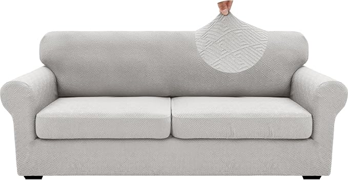XINEAGE 2026 New 3 Pieces Couch Covers for 2 Extra Large Cushion Sofa Super Stretch Sofa Cover for 2 Large Seat Universal Loveseat Slip Cover for Living Room (Silver Grey), 71"-91"(2 Cushions) - Image 9