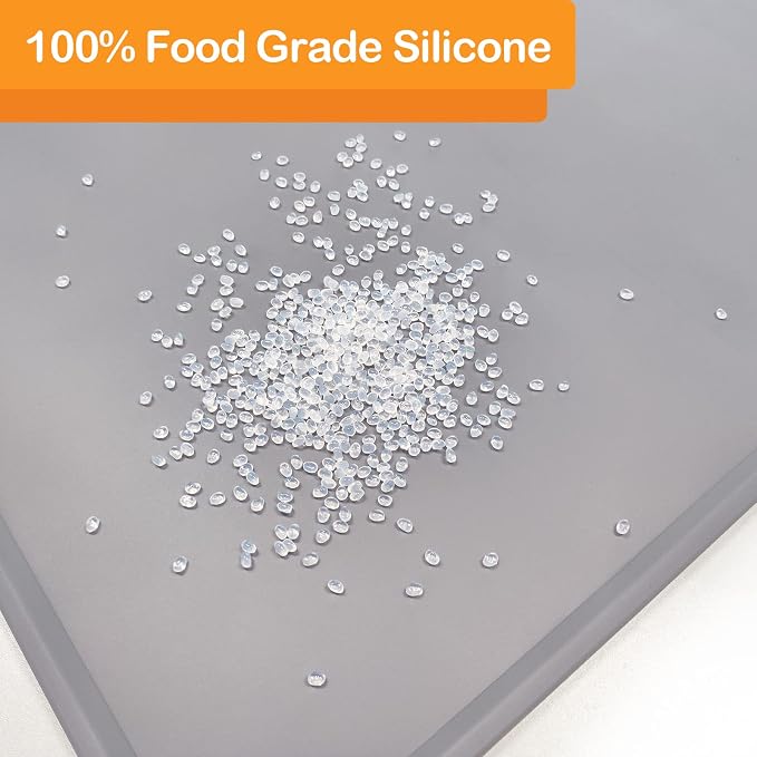 KVK Pet Food Mat Pet Feeding Mat Silicone Placemat for Dog and Cat Food Water Bowl Dog Food Mats for Floors Non Slip Waterproof Anti-bite Cool Grey 39.4X29.5in - Image 6