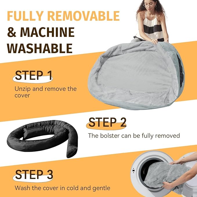 Waterproof Orthopedic Dog Bed for Extra Large Dogs, Silver | Supportive Crate Foam Relieves Joint Pressure, 360°Bolsters, Waterproof Inner,Washable Cover, Non-slip Bottom - Image 7
