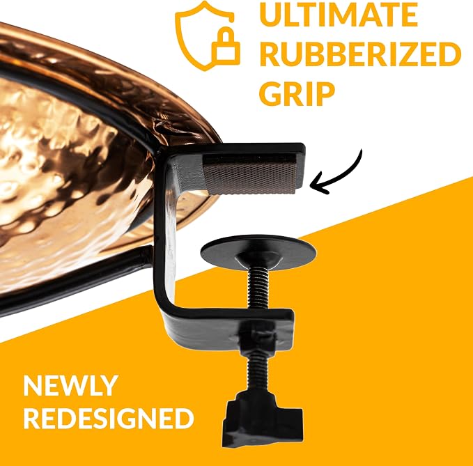 Pure Copper Metal Bird Bath with Deck Mount for Railing, Large 18" Diameter - Image 9