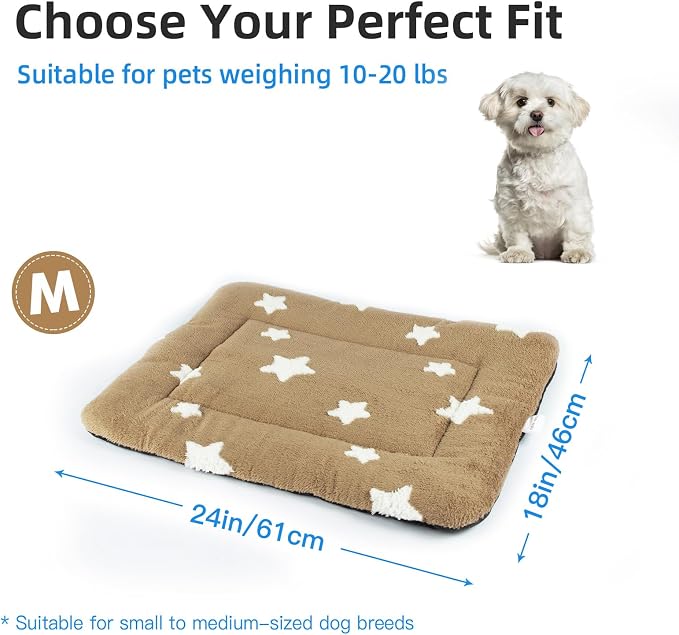 Mora Pets Dog Crate Pad Kennel Bed Crate Mat for Small Dogs Washable Cute Star Pet Bed for Dog Cage Ultra Soft Flat Puppy Cat Kitten Pillow Cushion for Sleeping Anti-Slip Brown 24 x 18 - Image 6