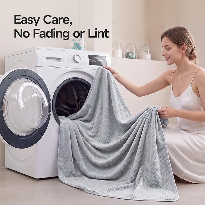ecolook Microfiber Large Bath Towel Set of 6, Soft & Highly Absorbent, Gray | 2 Oversized Bath Towels (35"x70"), 2 Hand & 2 Washcloths | Quick Dry, Low Lint Towels for Bathroom, Spa, Gym, Hotel & Travel - Image 9