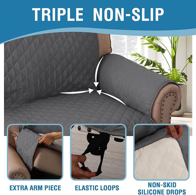 H.VERSAILTEX Couch Cover for 3 Cushion Couch Sofa Cover for Dogs 100% Waterproof Furniture Protector Cover with Elastic Straps for Pet Cat(Sofa, Rocket Gray) - Image 7