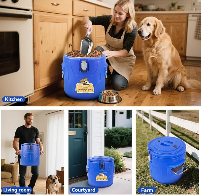 Newget 15lb Dog Food Storage Container, Stainless Steel Airtight Pet Food Storage Container and Durable Plastic Food Container, Large Metal Cat Food Container with Lid and Scoop to Keep Fresh - Image 7