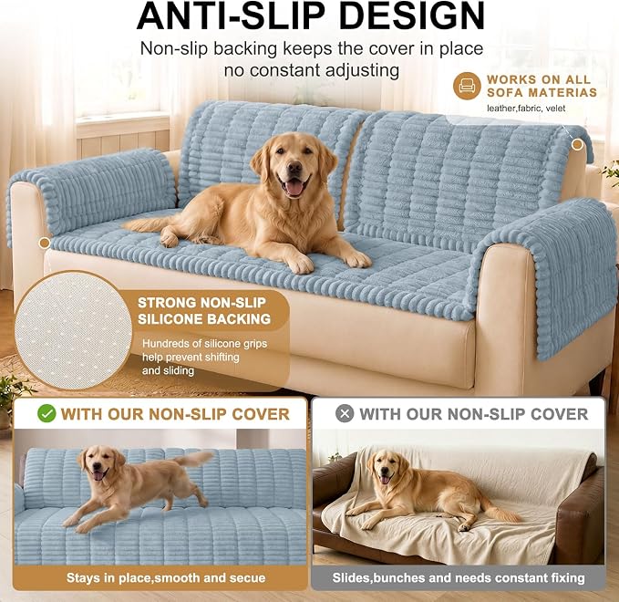 Smiry Couch Cover for Dogs, Non Slip Washable Sofa Protector for Pets | Soft Furniture Cover for Leather & Fabric Couches, Cozy Protect Against Fur, Dirt & Messes, Pet Friendly, 35.4"x88" - Image 10