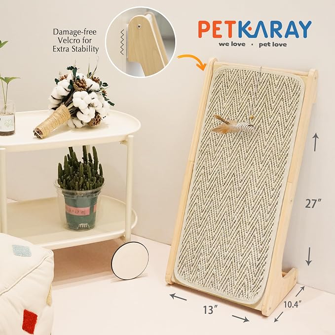 PETKARAY Cat Scratcher, Sisal Scratching Ramp, L Shape Cat Scratch Pad for Indoor Cats, Wall Furniture Protector Large Size - Image 7