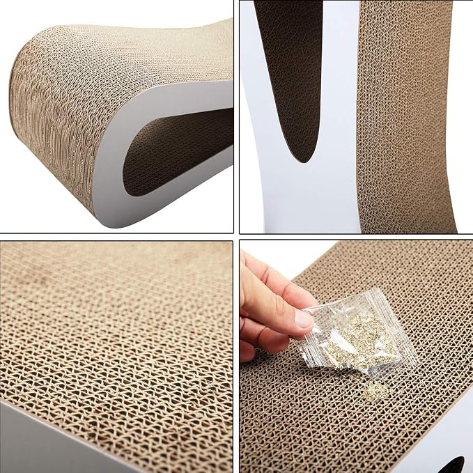 COZIWOW Cat Scratcher Lounge, Cat Scratching Board, Cardboard Lounge Bed, Durable Cat Scratching Pad Furniture Protector for Indoor Cats Kittens (Grey) - Image 8
