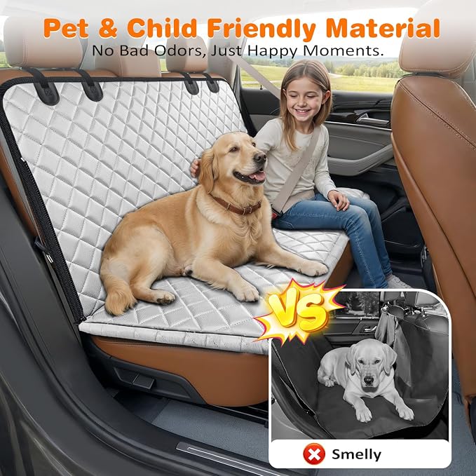 URPOWER Dog Car Seat Cover for Back Seat, Waterproof Hammock for Car & SUV | 600D Oxford, Side Flaps with Zippers, Scratch Resistant, Non-Slip, Easy Install, Machine Washable, Dog Seat Belt Included - Image 7