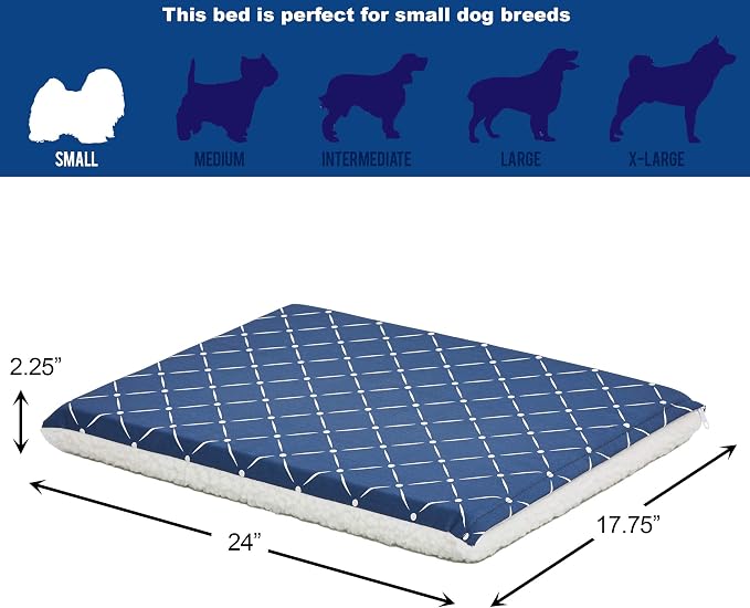 MidWest Homes for Pets Quiet Time Couture Paxton Dog Bed, Blue & Fleece with Removable Pillow Cover, Blue, 24" - Image 4