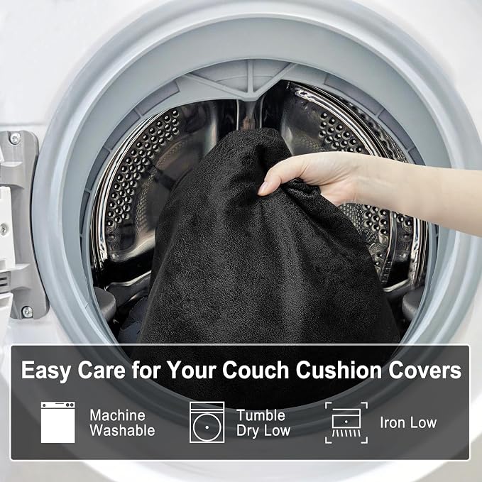 ANARACHON Leather Look Couch Cushion Covers Sofa Seat Slipcovers Sets Couches Furniture Protector for Sectional Armchair Loveseat Pets Kids Stretch Spandex Fabric (3 Cushion Sofa, Black) - Image 9