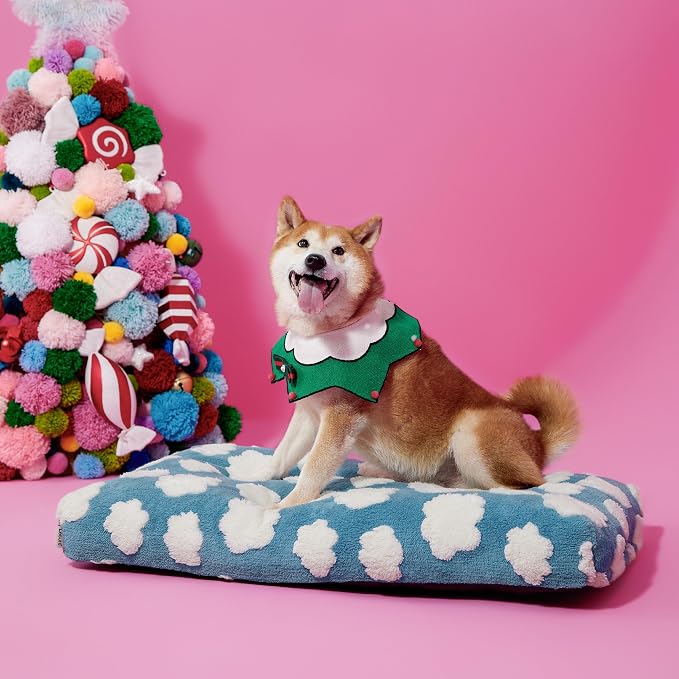 LE SURE Cute Aesthetic Dog Bed for Crate,Jacquard Thick Pet Pillow 35x22 | Shredded Chopped Foam,Modern Plush Crate Cushion Gift for Large Dog, Waterproof Washable Cover, Nonslip Bottom, Blue - Image 7