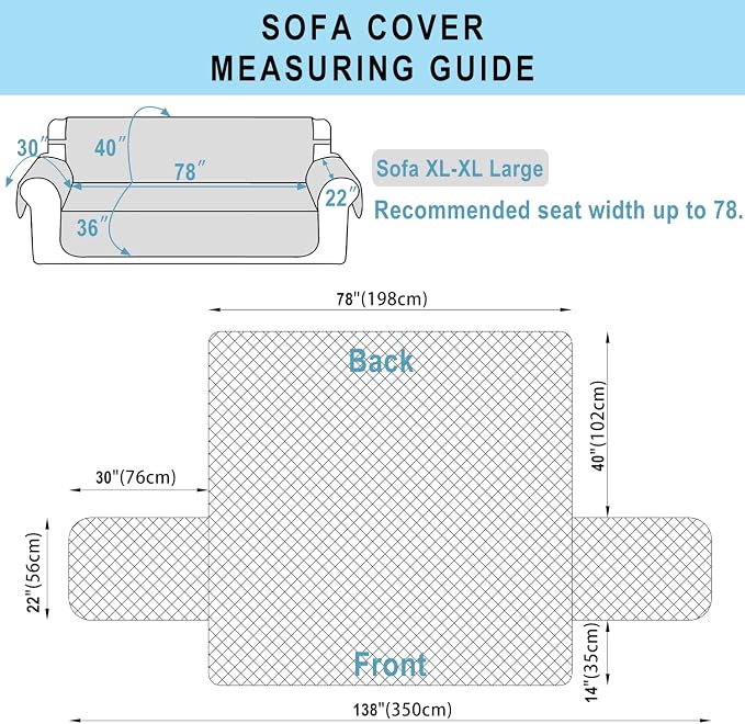 Reversible Oversized Sofa Covers, XL Sofa, Huntergreen/Sage | Couch Cover Furniture Protector for Dogs Elastic Straps Water Repellent Furniture for 4 Cushion Couch - Image 7