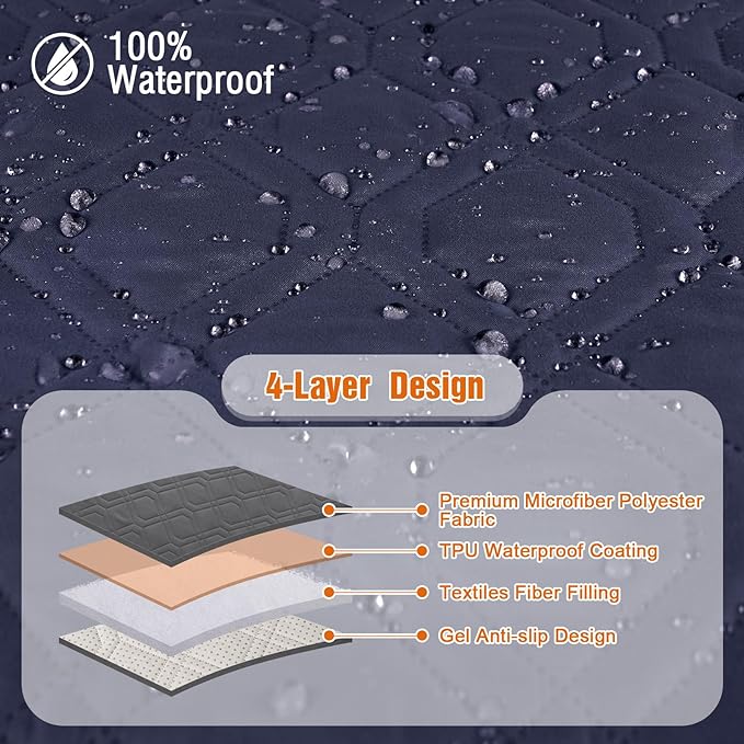 VANSOFY Waterproof Oversized Couch Cover for Pets, Dark Blue, 72.4" | Non-Slip, Washable, Utility Pockets, Pet Friendly, Furniture Protector Slipcover for 4 Cushion Couch - Image 6