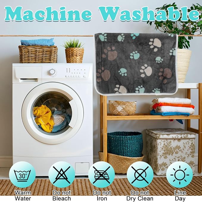 Reginary 4 Pcs Waterproof Guinea Pig Blankets Washable Small Animal Fleece Bedding Absorbent Guinea Pig Cage Liners Reusable Training Pee Pad Pet Sleep Mat for Hamster(Cute Paw,24 x 16 Inch) - Image 7