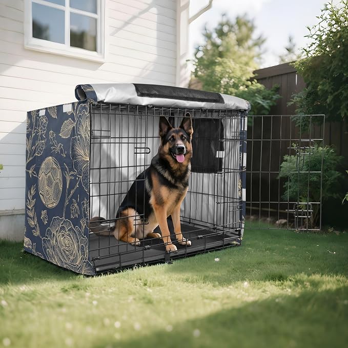 Dog Crate Cover Kennel Cover for Dog Cages Breathable for Wire Cage Indoor Outdoor Gold Lion Football Floral Classic - Image 8