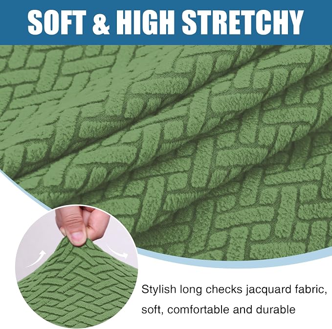 Smiry Waterproof Couch Cushion Covers, Non Slip Seat Cushion Covers | Stretch Jacquard Sectional Sofa Slipcover, Washable Elastic Furniture Protector for Pets, Kid, 3 Pieces, Grass Green - Image 7