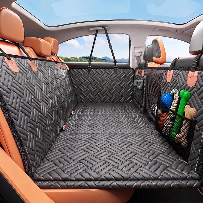 Dog Car Seat Cover for Back Seat with Hard Bottom, PU Leather Back Seat Extender for Dogs, Waterproof Dog Hammock Holds 400 lbs, Anti-Scratch Nonslip Universal Fit Pet Seat Protector, - Image 9