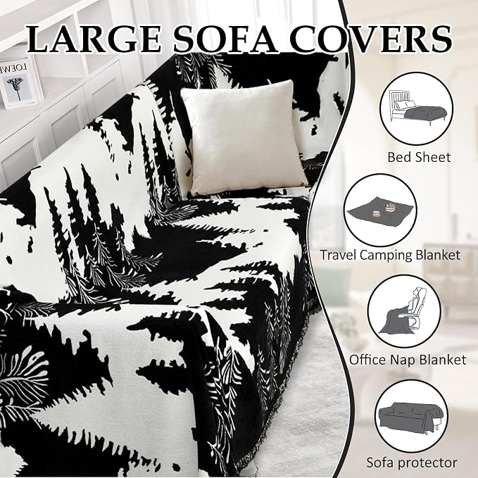 1OO% Waterproof Sectional Couch Covers for Dogs L Shaped Corner Sofa Cover Washable Chenille Sofa Slipcovers Blanket Modern Jacquard Pet Furniture Protector (91"x252", Black Forest) - Image 9