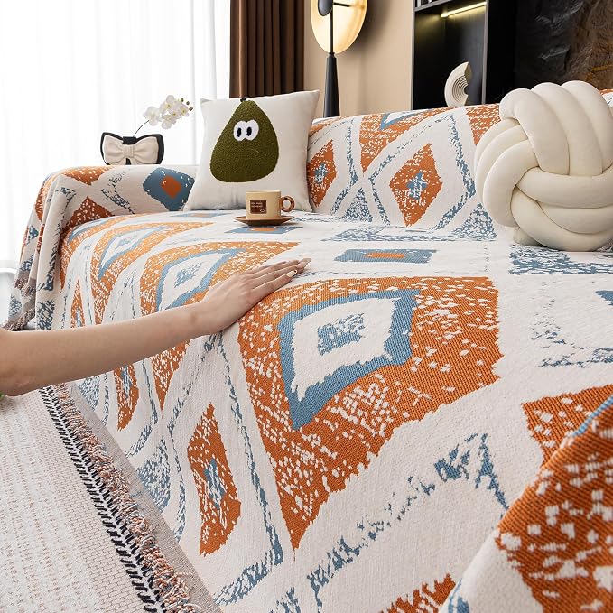 ROOMLIFE Couch Cover Boho Sofa Covers for 3 Cushion Couch Washable | Furniture Protector Sofa Couch Cover for Dogs, Soft Breathable Sofa Slipcover, Couch Throw Blankets with Tassels 71''X134'' - Image 2