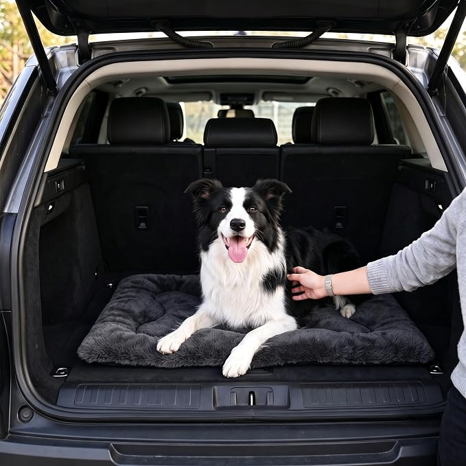 Dog Bed 36" for Metal Crate Pad,Washable Sleeping Mat for Medium/Large Pets | Soft faux rabbit fur, non-slip,machine wash/dry, plush cushioning, for crates, floors & travel, multiple sizes for all breeds - Image 9