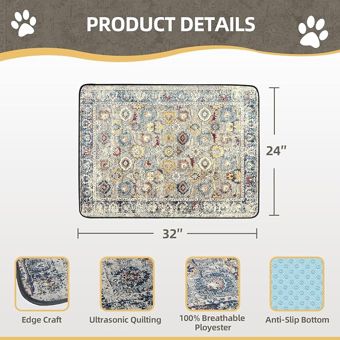 SCLOSE Washable Pee Pad for Dogs, 32" x 24" Reusable Puppy Pads Waterproof Dog Rugs, Super Absorbent, Leakproof, Dog Crate Pad, Playpen Mat, Whelping Pads, Vintage - Image 7
