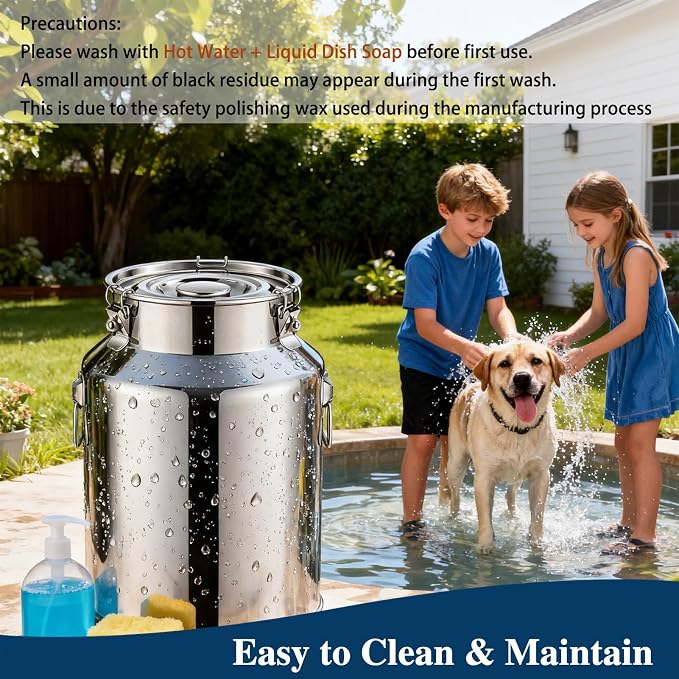 15 Lbs Stainless Steel Dog Food Storage Container with Scoop, Large Metal Dog Food Bin with Airtight Lid & Locking Clamp, Pet Food Container for Dogs & Cats, Keep Fresh, Easy to Clean - Image 8