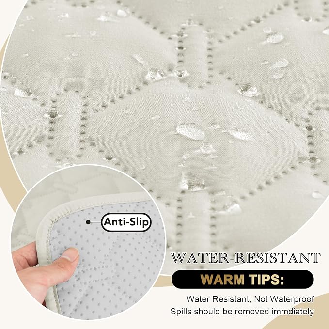 PrinceDeco Sofa Cover Couch Cover for 3 Cushion Couch Water Resistant Sofa Cover for Living Room Quilted Furniture Couch Cover Washable Couch Protector Width Up to 78"(Oversized Sofa, Ivory) - Image 7