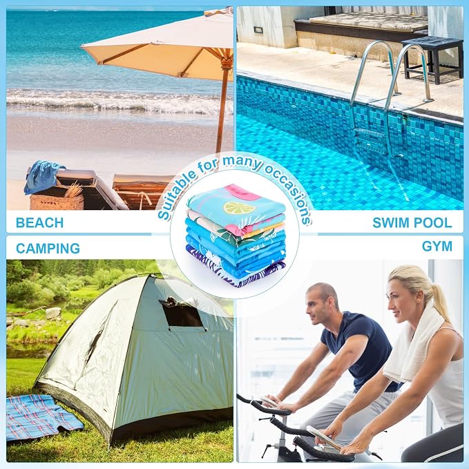 Peryiter 6 Pcs Oversized Microfiber Beach Towels Sand Free Quick Dry Large Pool Towels Absorbent Camping Travel Blanket Set for Women Men Bath Beach(Tropical, 28 x 59 Inch, Colorful) - Image 7
