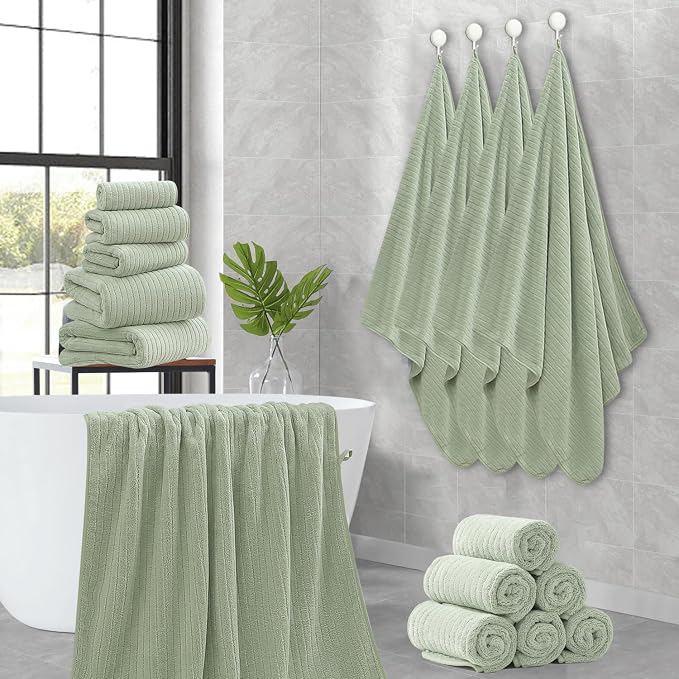 Hailea Hand Towels Set 16x31 Inches,Soft Microfibers Bathroom Towel Set 2 Pack,Highly Absorbent Quick Dry Luxury Towel Hotel Spa Gym Hand Towel Collection for Bathroom,Green - Image 5